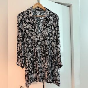 Zara Black Dress with White Floral Jacquard